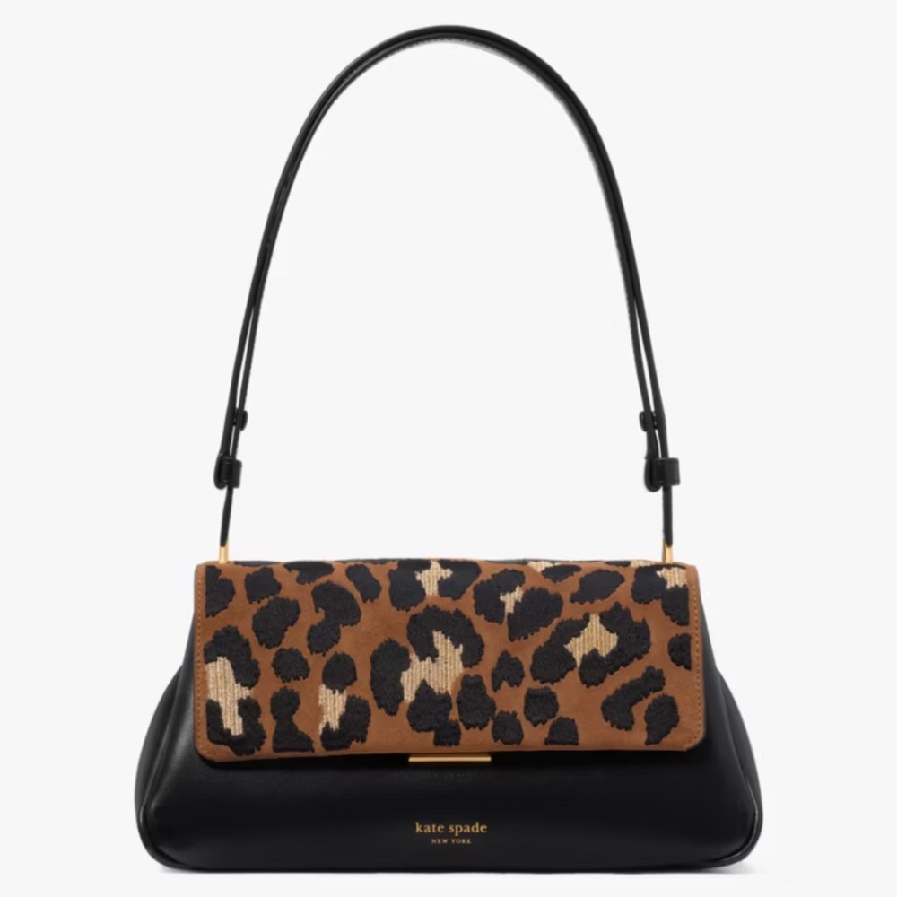 Kate Spade Grace Leopard Suede Shoulder Bag NWT